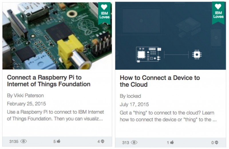 De nombreux tutoriels de développements IoT sont proposés par la communauté.
