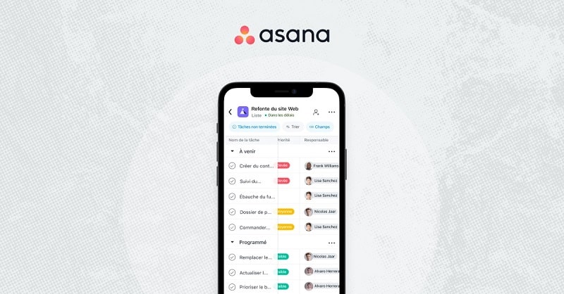 Aplicativo móvel Asana