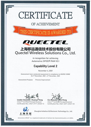 Quectel ASPICE certificat
