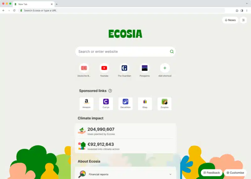Ecosia navigateur
Navigateur multiplateforme
Développement durable en ligne