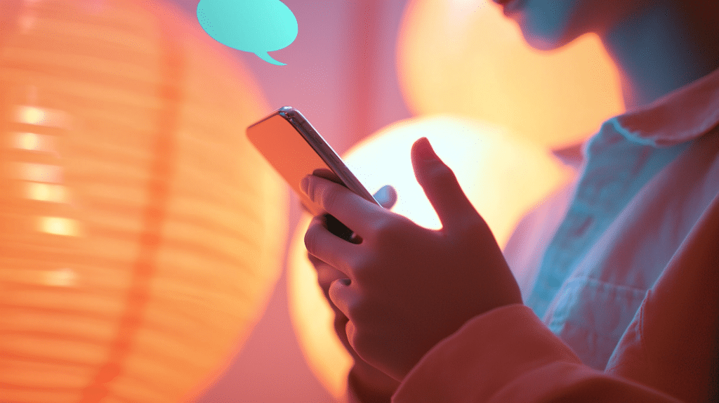 Une jeune femme utilise son smartphone pour accéder à SFR mail