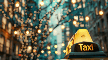 Lanterne d'un taxi dans une ville