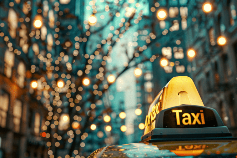 Lanterne d'un taxi dans une ville