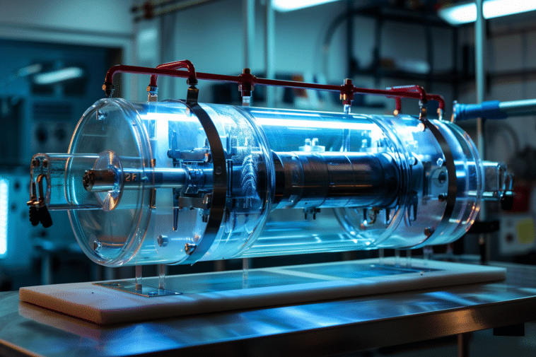 Un réacteur solaire exposé dans un laboratoire technologique