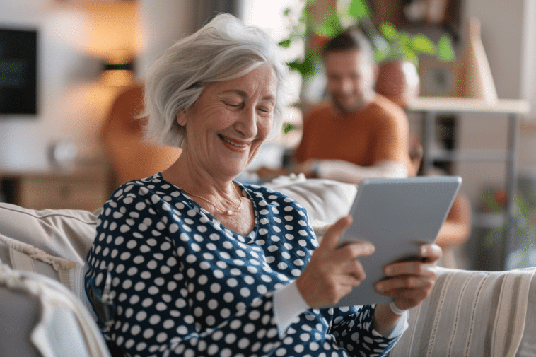 Femme utilisant une tablette pour voir son diagnostique médical