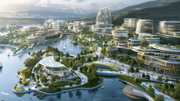 Vue panoramique de la ville intelligente Arkadag