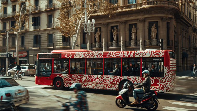 Un bus autonome circulant à Barcelone