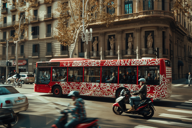 Un bus autonome circulant à Barcelone