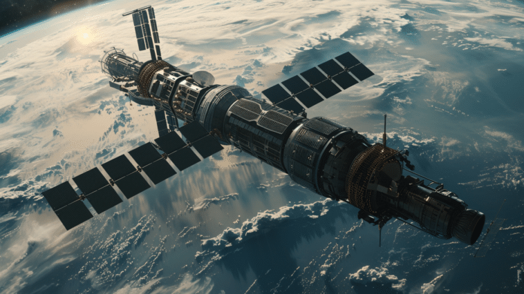 Satellite IoT planant au dessus de la terre