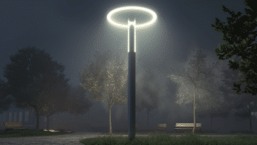 Un éclairage nanoplastique LED utilisé dans un parc