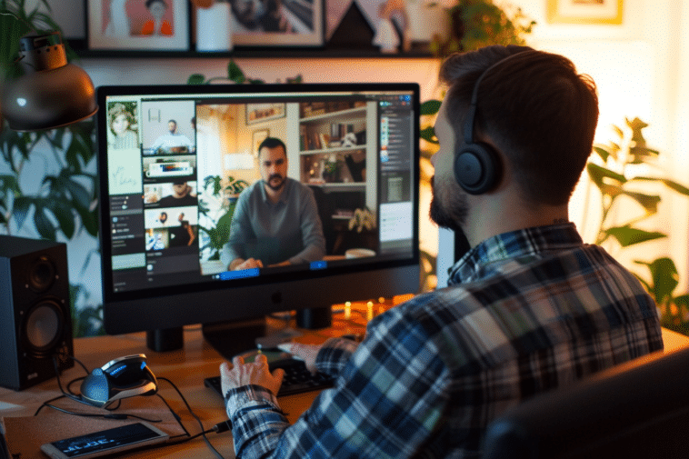 Un utilisateur de Skype en visio sur le logiciel