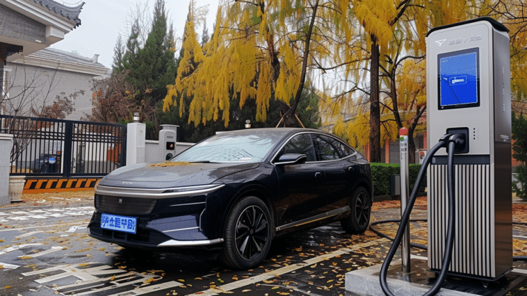 Voiture électrique BYD avec une recharge rapide dans une station