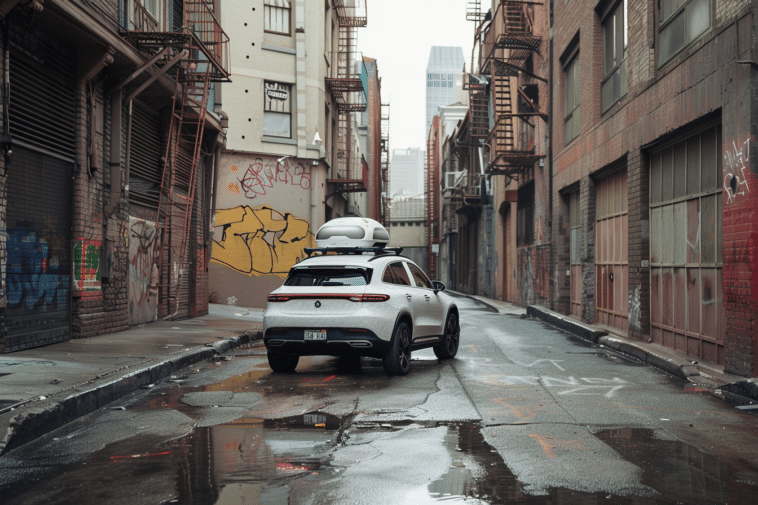 Un véhicule autonome roulant dans une rue