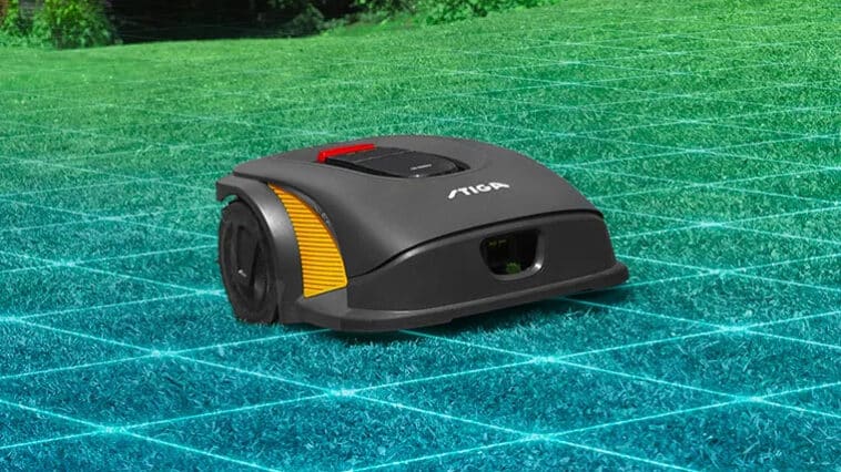 Le robot tondeuse de STIGA en pleine action de façon autonome