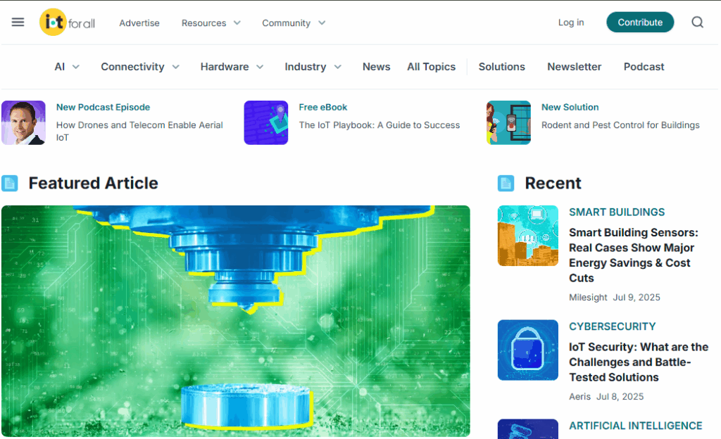 meilleurs sites d'actualité IoT - iotforall