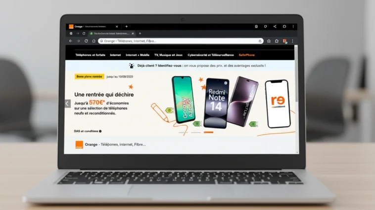 écran qui montre orange portal comme page d'accueil de navigateur