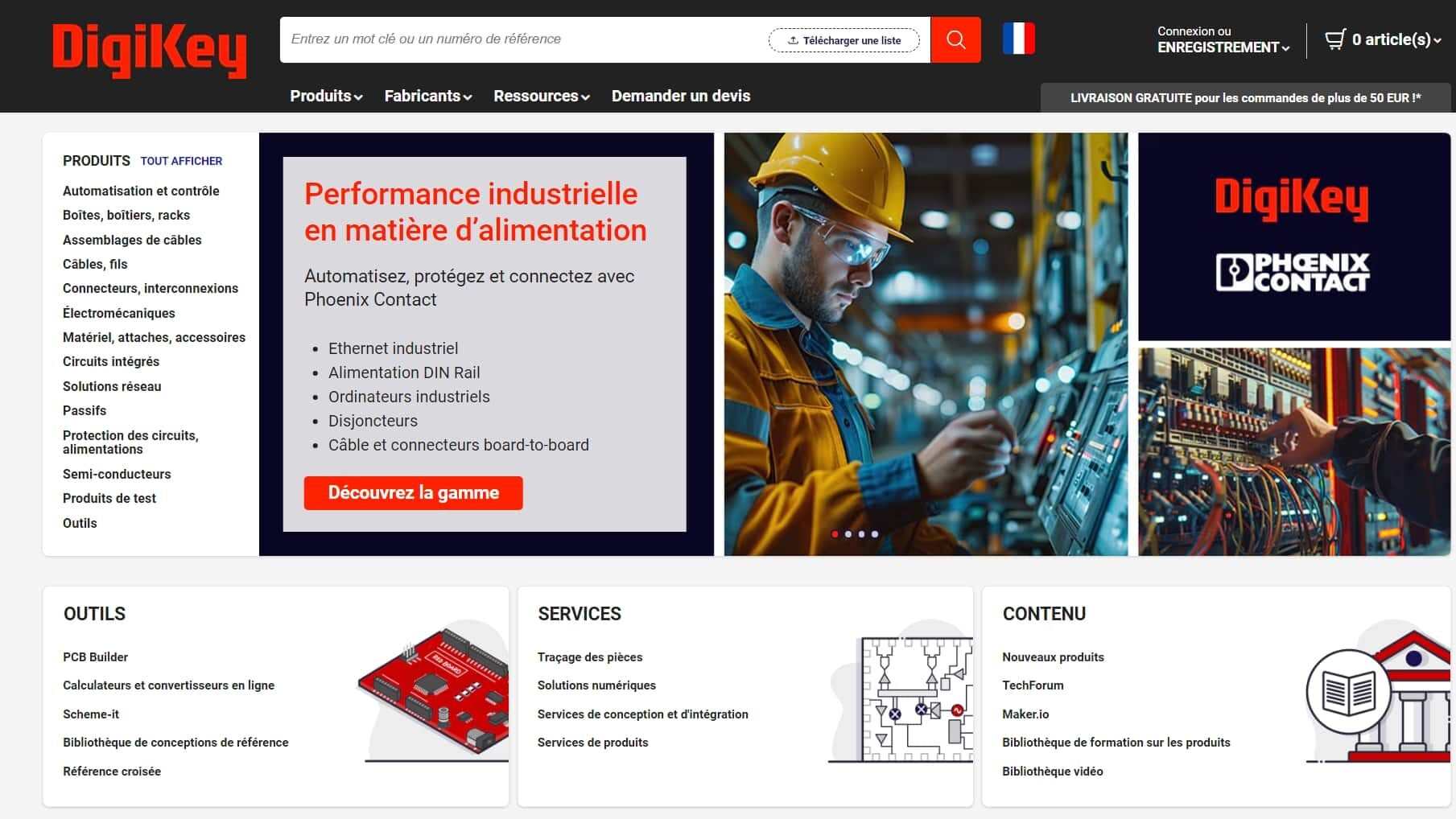 page web Digikey electronics