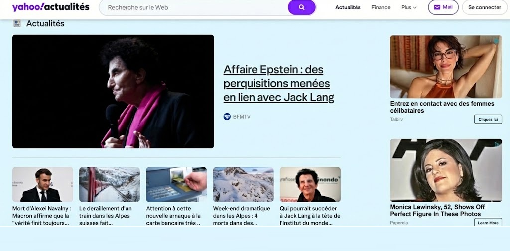 Yahoo actu page d'accueil