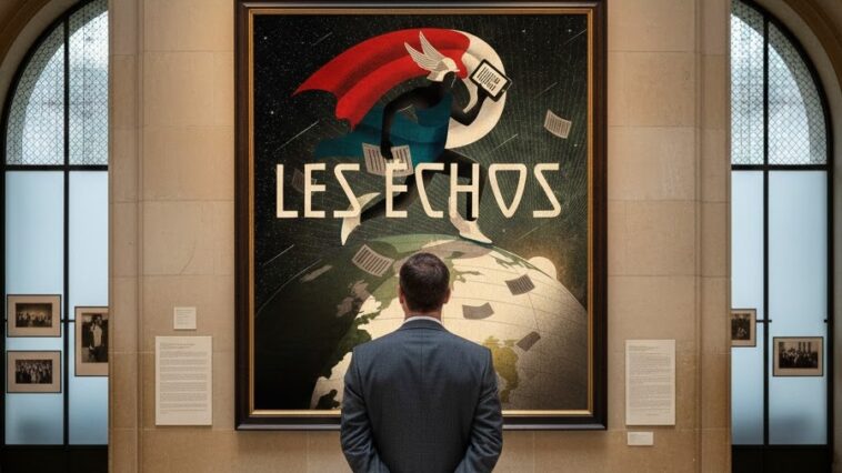 Les Echos, homme devant un tableau