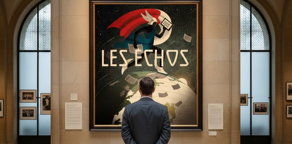 Les Echos, homme devant un tableau