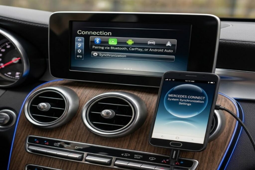 Les connectivités nécessaires pour la Mercedes